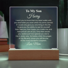 Gift For for Son, Glowing Acrylic Gift for Son, Sentimental Keepsake with Encouraging Words