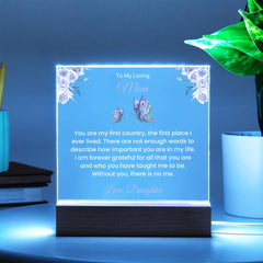 Glowing Acrylic Keepsake For Mom, Sentimental Gift From Son, Mother’s Day Gift, Unique Birthday Lamp For Mom