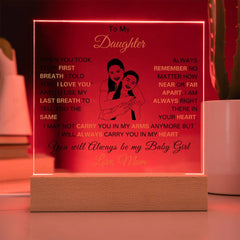 Daughter Acrylic Gift From Mom, Birthday, Graduation & Christmas Gift