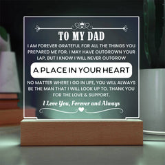 Custom Acrylic Display, Father’s Day Gift Idea, LED Night Light for Boyfriend’s Dad, Elegant Desktop Keepsake, Emotional Gift