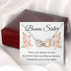 Gifts for Sister-In-Law, Interlocking Hearts Necklace, Heartwarming Jewelry, Bonus Sister