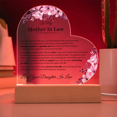 Gift from Daughter-in-Law to Mother-in-Law, Heart Acrylic Keepsake, Sentimental Present