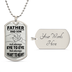 Father and Son Gift, Custom Dog Tag Necklace for Son, Unique Engraved Jewelry Gift for Birthday, Graduation, or Christmas