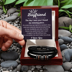 Gift For Boyfriend, Men’s Bracelet with Cross Charm, Gift Box & Message Card, Stylish Keepsake for Special Moments