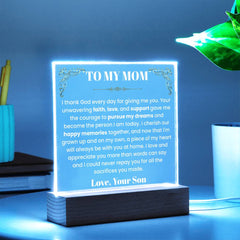 Gifts for Mom, Acrylic Plaque for Mom, Meaningful Gift from Son, Mother’s Day, Gift from Son