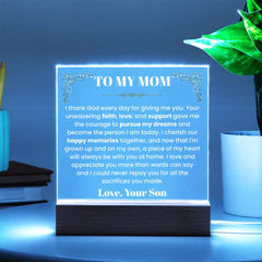 Gifts for Mom, Acrylic Plaque for Mom, Meaningful Gift from Son, Mother’s Day, Gift from Son