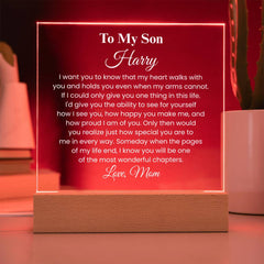Gift For for Son, Glowing Acrylic Gift for Son, Sentimental Keepsake with Encouraging Words