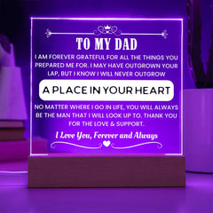 Custom Acrylic Display, Father’s Day Gift Idea, LED Night Light for Boyfriend’s Dad, Elegant Desktop Keepsake, Emotional Gift
