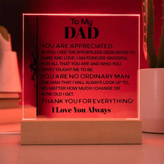 Gift For Dad, Gift For Boyfriend’s Father, Father’s Day Light-Up Keepsake, Sentimental Gift, Heartfelt Message Plaque