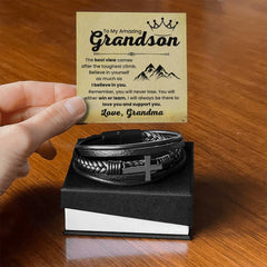 Graduation Bracelet Gift for Grandson, Stylish Jewelry with Engraved Message, Meaningful Keepsake