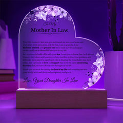 Gift from Daughter-in-Law to Mother-in-Law, Heart Acrylic Keepsake, Sentimental Present