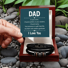 Custom Leather Dad Bracelet, Engraved Sentimental Jewelry, Loving Gift For Father, Birthday Gift, Forever Bond Keepsake
