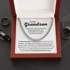 Cuban Link Chain for Grandson – 'Walk with You Always' Inspirational Gift