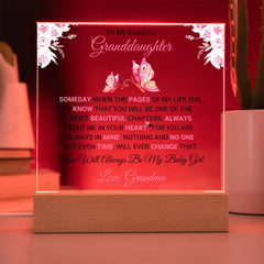 Acrylic Plaque for Granddaughter, Square Printed Gift, Sentimental Keepsake for Birthday, Christmas, or Special Occasion