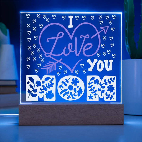 I Love You Mom – Floral Letters Plaque