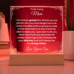 Gift for for Mom, Acrylic Plaque for Mom, Loving Gift from Son, Mother’s Day Present, To My Caring Mom, Gifts from Son To Mother