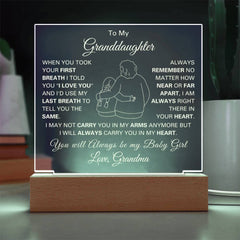 Gifts for Granddaughter, Square Acrylic Plaque, Loving Keepsake