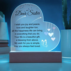 Gifts for Sister, Sister LED Light-Up Keepsake, Sweet Message Decor, Loving Gift for Her Birthday, Thoughtful Sister Room Display