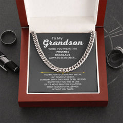 Grandson Cuban Link Chain – 'Promise Necklace' with Heartfelt Blessings