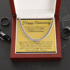 Anniversary Gift For Him, Cuban Link Chain with Message Card, Elegant Anniversary Gift for Him