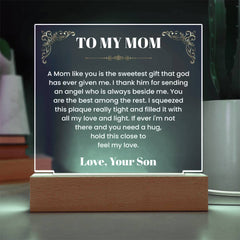 Acrylic Plaque Gift For Mom From Son, Loving Keepsake With Message, Special Gift For Her