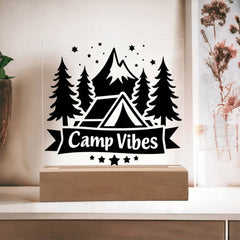 Camp Vibes Only – Pitch Tents, Not Stress Plaque