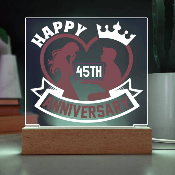 45th Anniversary Crowned Love Display Acrylic Plaque