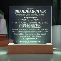 To My Granddaughter, Inspiring Square Acrylic Plaque, Thoughtful Gift for Granddaughter, Square Acrylic Plaque for Granddaughter