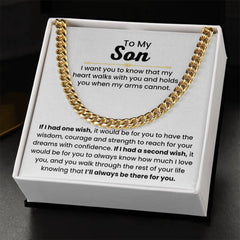 Cuban Link Chain for Son – 'Heart Walks with You' Necklace