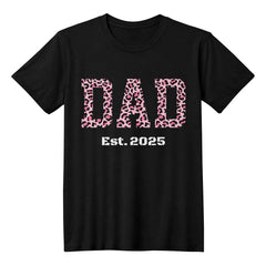 Dad Est. [Year] – Pink Leopard Print New Dad Tee