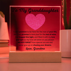 To My Granddaughter Acrylic Plaque, Heartfelt Loving Gift, Beautiful Keepsake for Special Moments