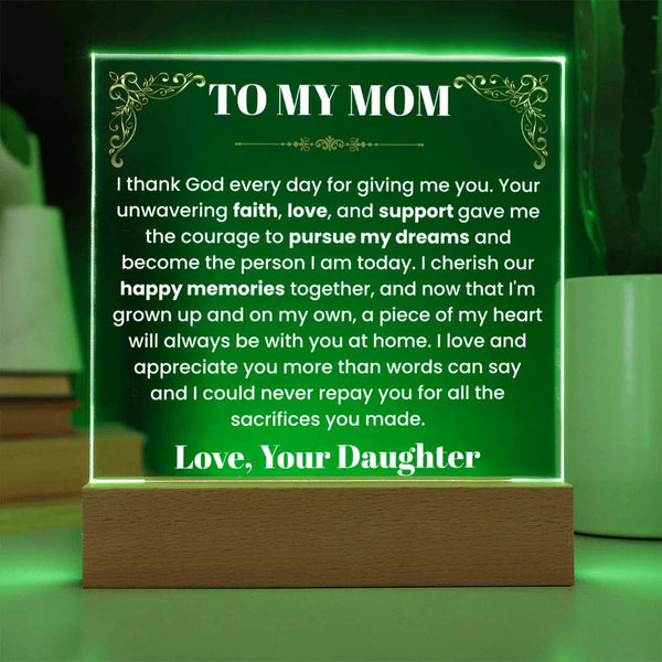 I Thank God – From Daughter to Mom Acrylic Plaque