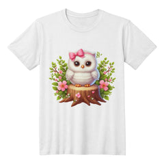 Cute Owl on Tree Stump – Floral Spring Tee