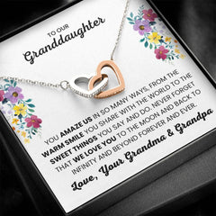 Necklace for Granddaughter From Grandparents, Interlocking Hearts Necklace