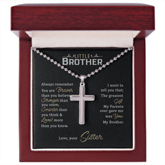 To My Little Brother – Gift from the Heart Cross Necklace