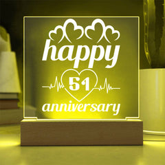 Happy 51st Anniversary – Heartbeat Style Acrylic Plaque