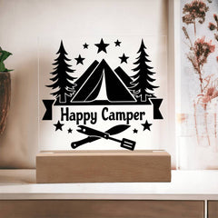 Happy Camper – Tents, Trees, and Smiles Plaque