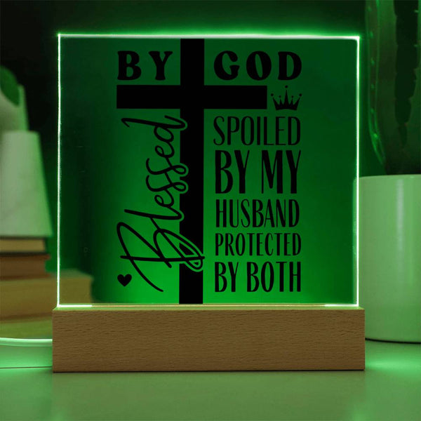 Blessed by God, Spoiled by Husband – Cross Edition Plaque