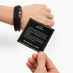 Gifts for Grandson, Men’s Cross Bracelet in Leather, Stylish Everyday Jewelry