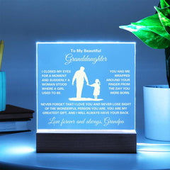 Meaningful Granddaughter Gift, Square Acrylic Plaque Keepsake, Square Acrylic Plaque for Granddaughter