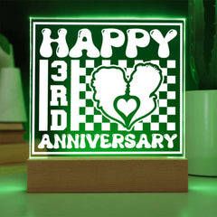 Happy 3rd Anniversary Couple Silhouette Plaque