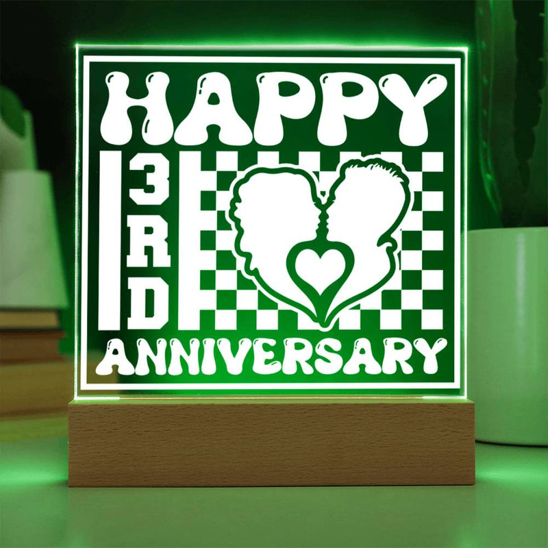 Happy 3rd Anniversary Couple Silhouette Plaque