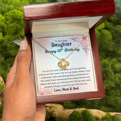 50th Birthday Jewelry Gift for Daughter, Love Knot Necklace for Daughter