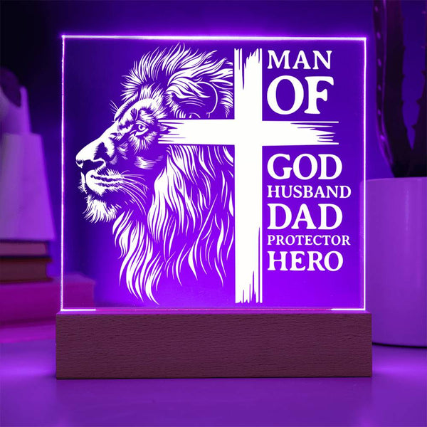 Man of God – Husband, Dad, Protector, Hero Plaque
