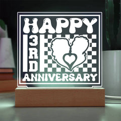Happy 3rd Anniversary Couple Silhouette Plaque