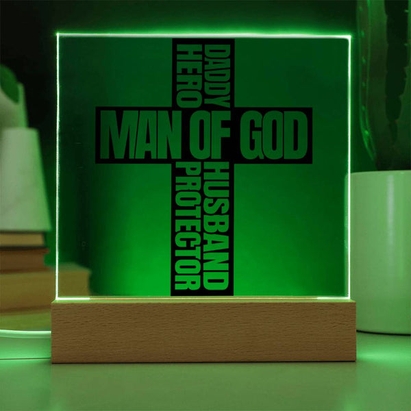 Man of God – Hero, Husband, Daddy, Protector Plaque
