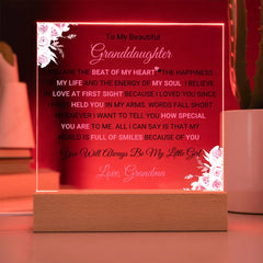 To My Beautiful Granddaughter Acrylic Plaque, Beautiful Gift of Love, Special Keepsake to Treasure