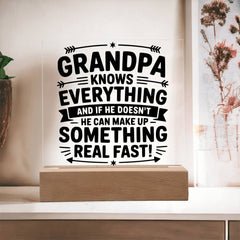 Grandpa Knows Everything - Funny Light-Up Plaque