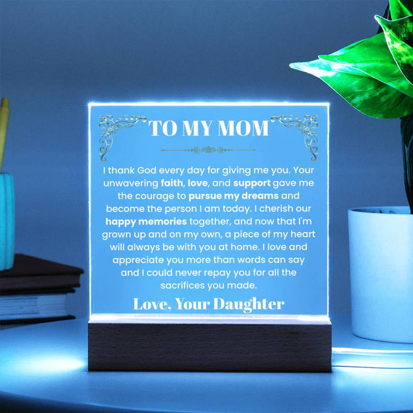 I Thank God – From Daughter to Mom Acrylic Plaque