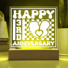 Happy 3rd Anniversary Couple Silhouette Plaque
